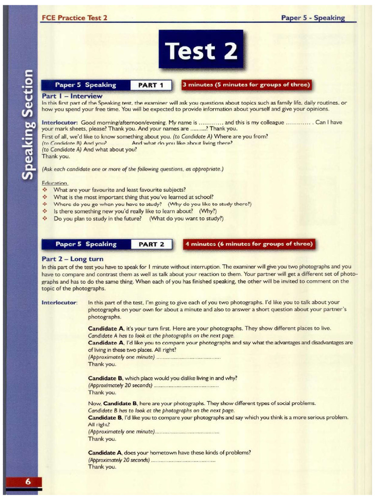 FCE Speaking Test 2 | PDF