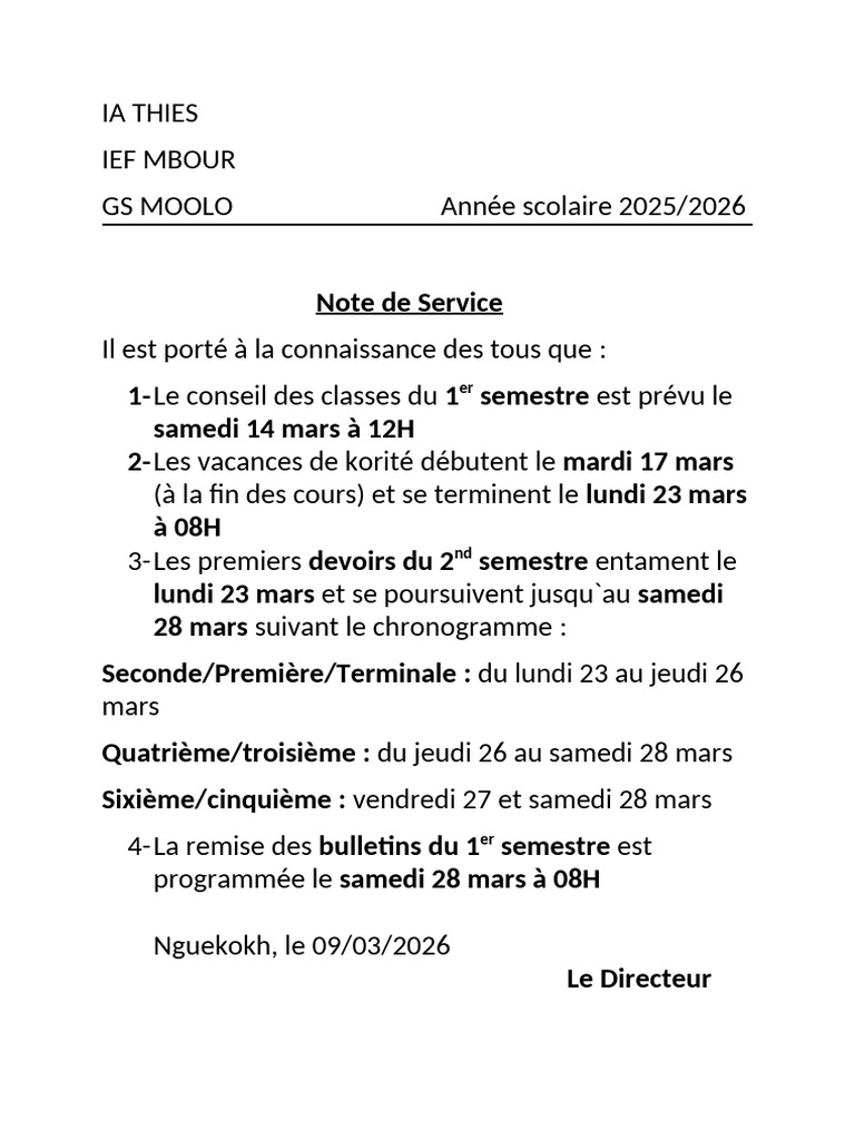 Note de Service | PDF