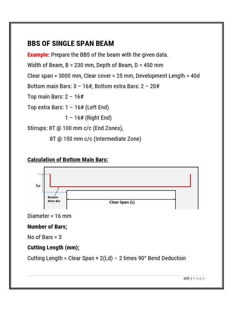 BBS of Single Span Beam | PDF