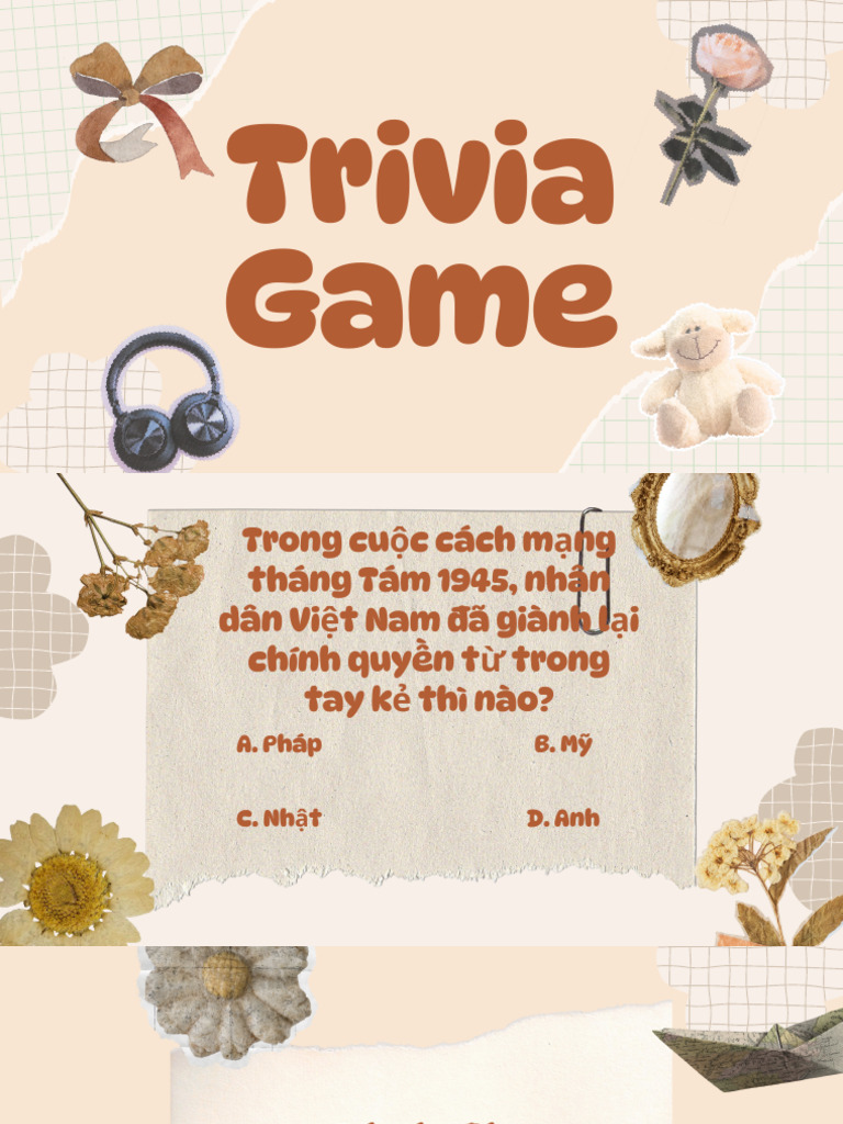 Brown and Beige Modern Playful Paper Vintage Illustrative Trivia Game ...