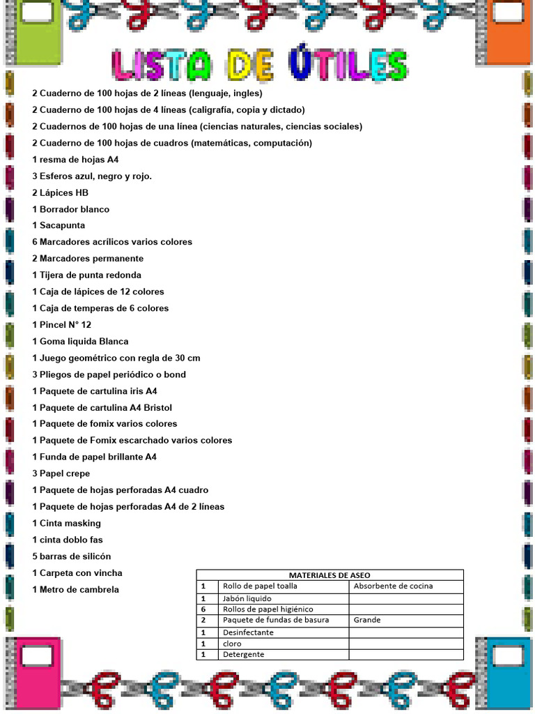 Utiles de 4to | PDF