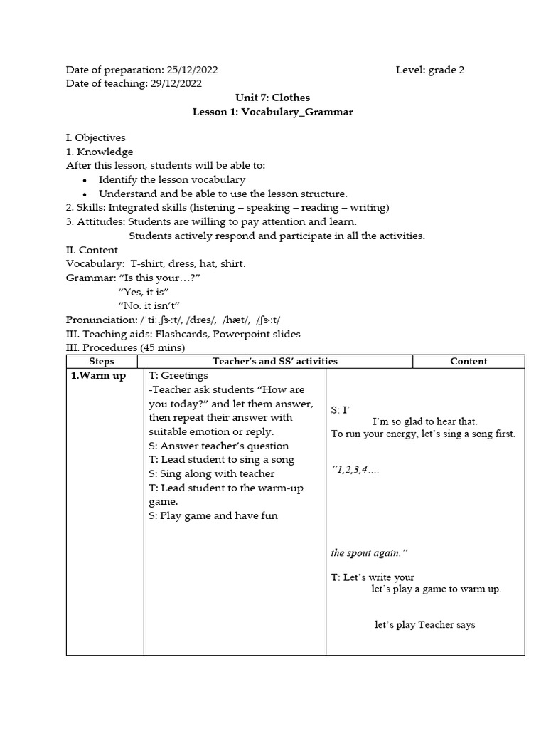 Final Exam Lesson Plan | PDF