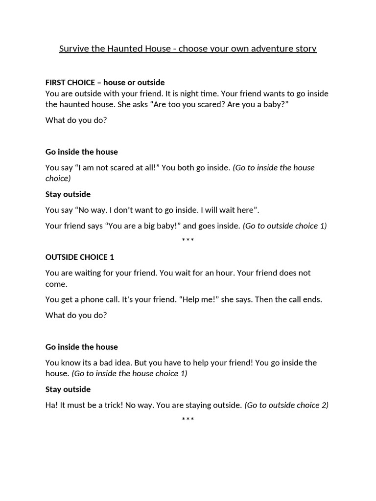 Haunted House Story Choices | PDF