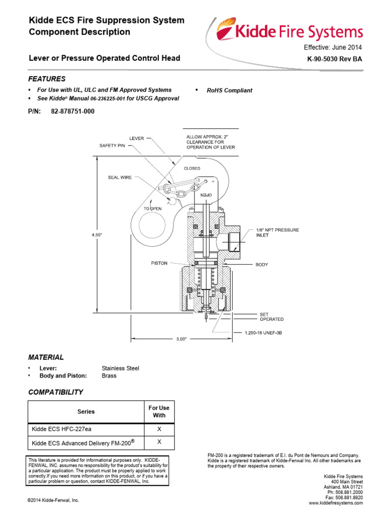 2014 Lever or Pressure Operated Control Head | PDF