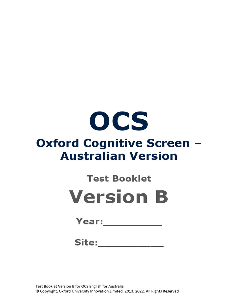 OCS AU Master Test Booklet Version B | PDF | All Rights Reserved ...