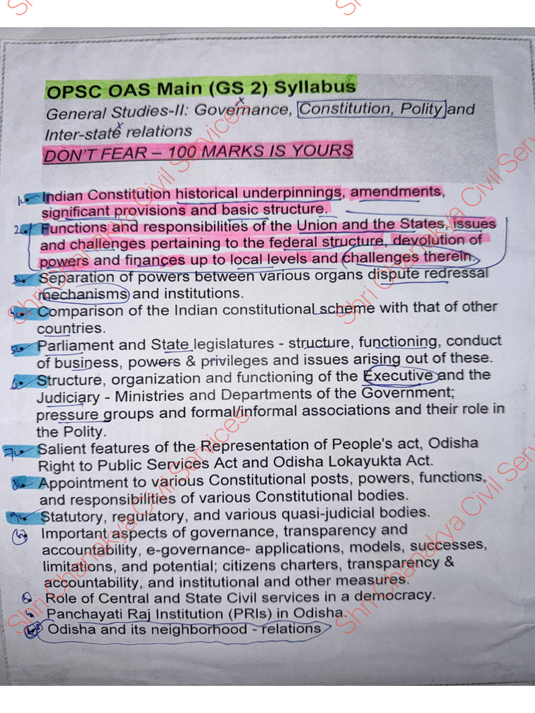 Main (Gs 2) Polity Opsc Upsc | PDF