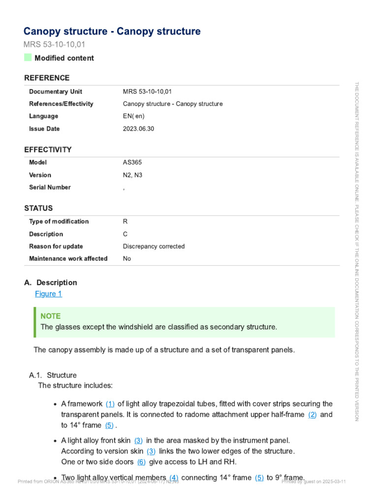 AS365 010.00 - MRS 53-10-10,01 - Canopy Structure | PDF
