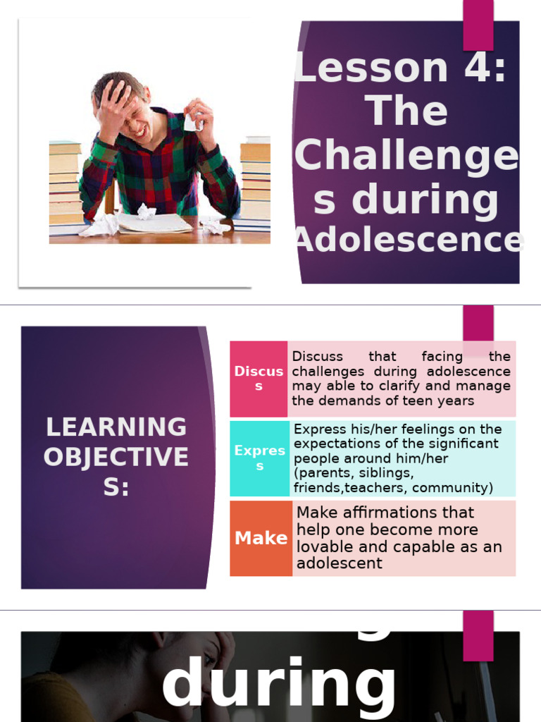 Lesson 4 Challenges During Adolescents | PDF | Adolescence | Self Esteem