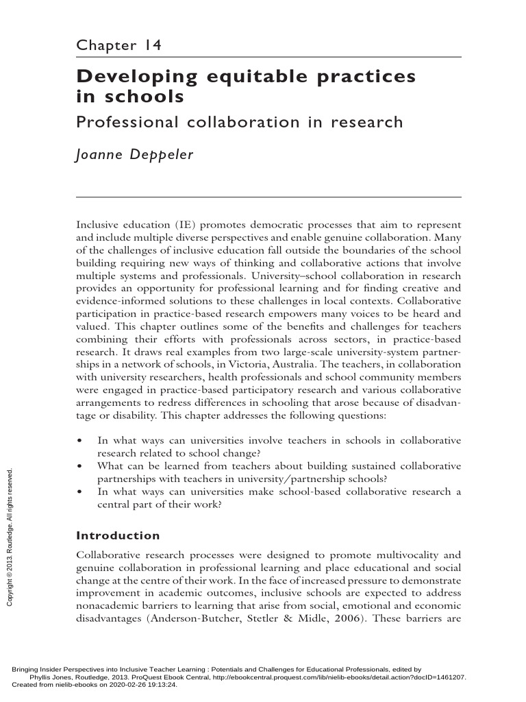 Bringing Insider Perspectives Into Inclusive Teach... - (14 Developing ...