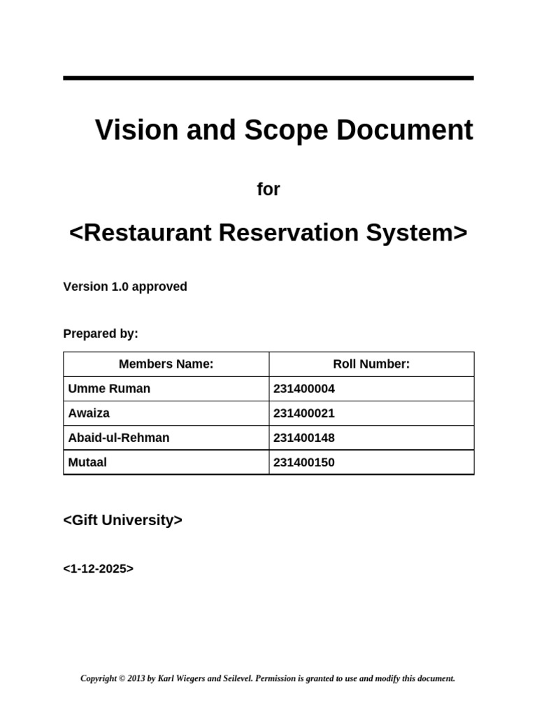 Vision and Scope Template | PDF | Performance Indicator | Menu