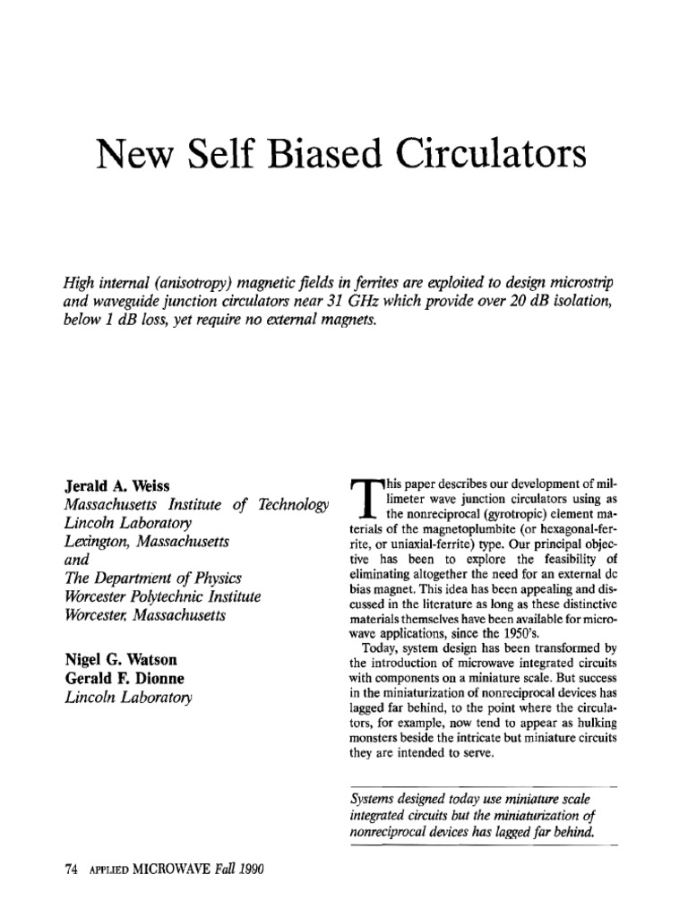 1 - New Self Biased Circulators | PDF | Electromagnetism | Physical ...