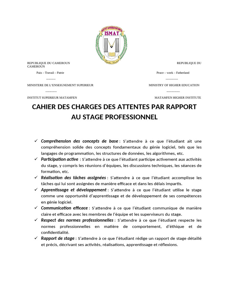 Cahier de Charge | PDF