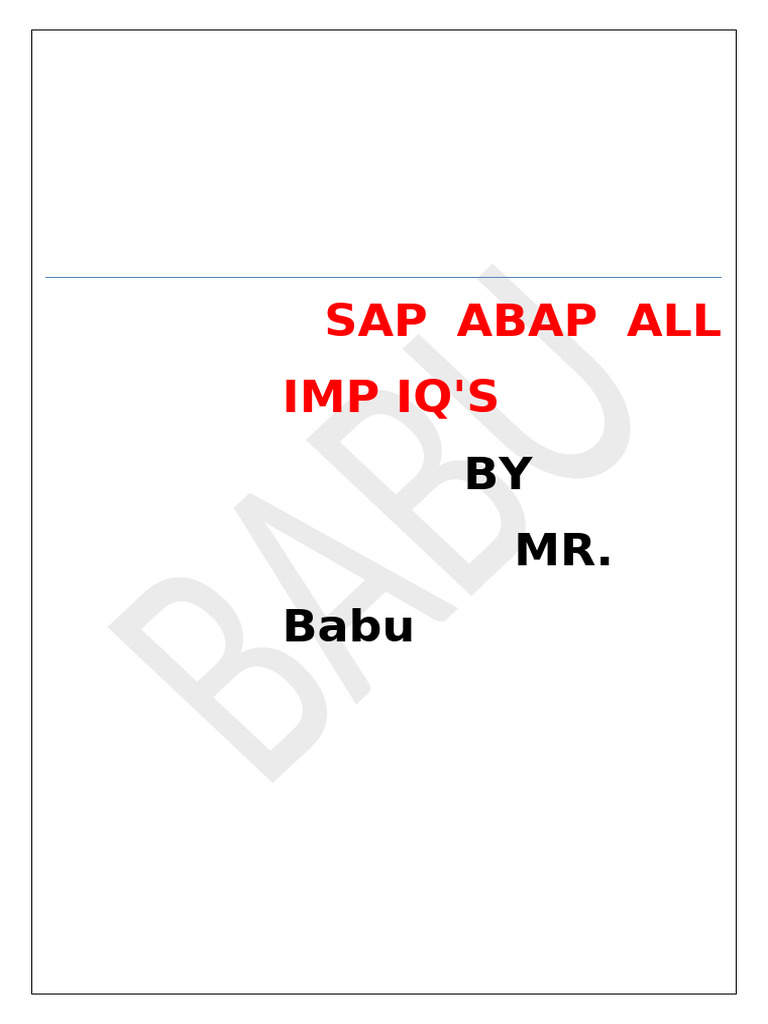 Sap Abap Notes | PDF | Database Index | Databases
