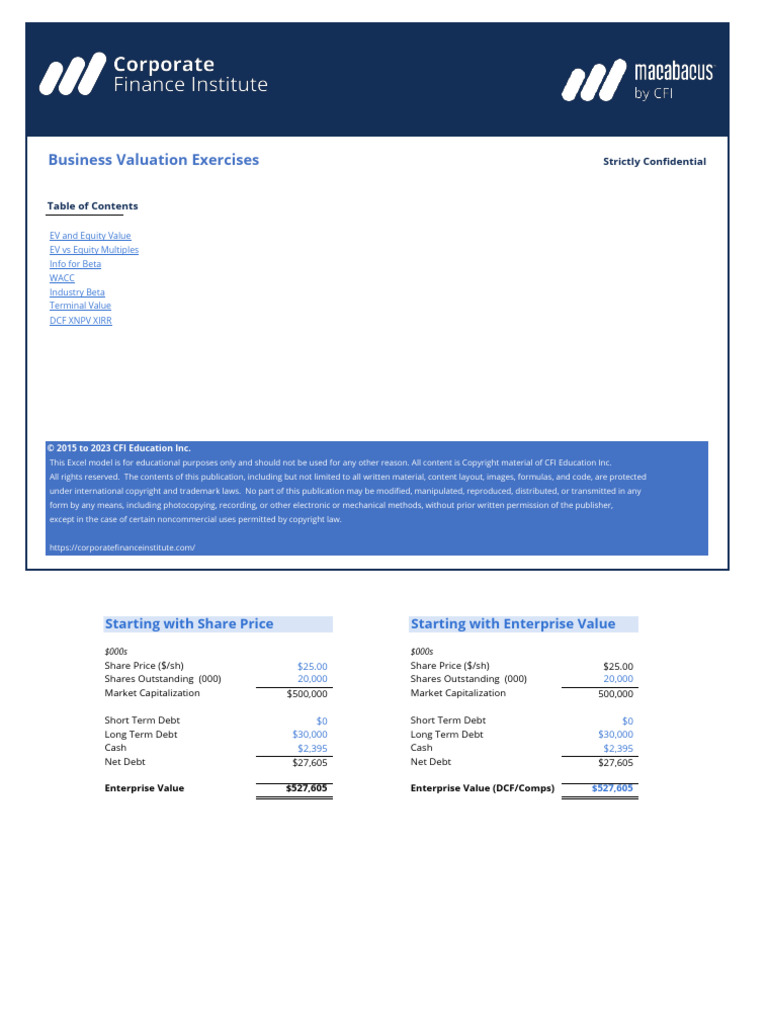 Business Valuation Exercises (Complete) | PDF | Discounted Cash Flow ...