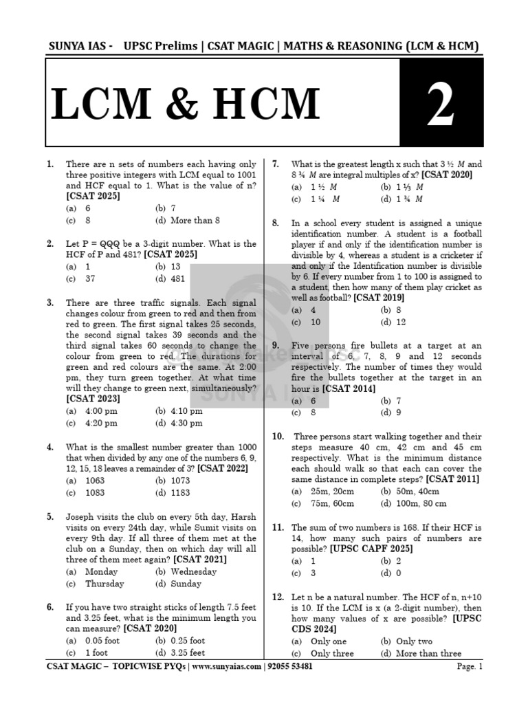 Csat'26 Book CH 2 HCF LCM | PDF | Number Theory | Elementary Mathematics