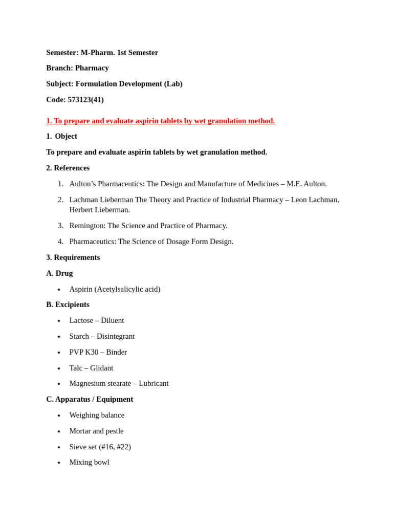 Formulation and Development | PDF | Tablet (Pharmacy) | Density