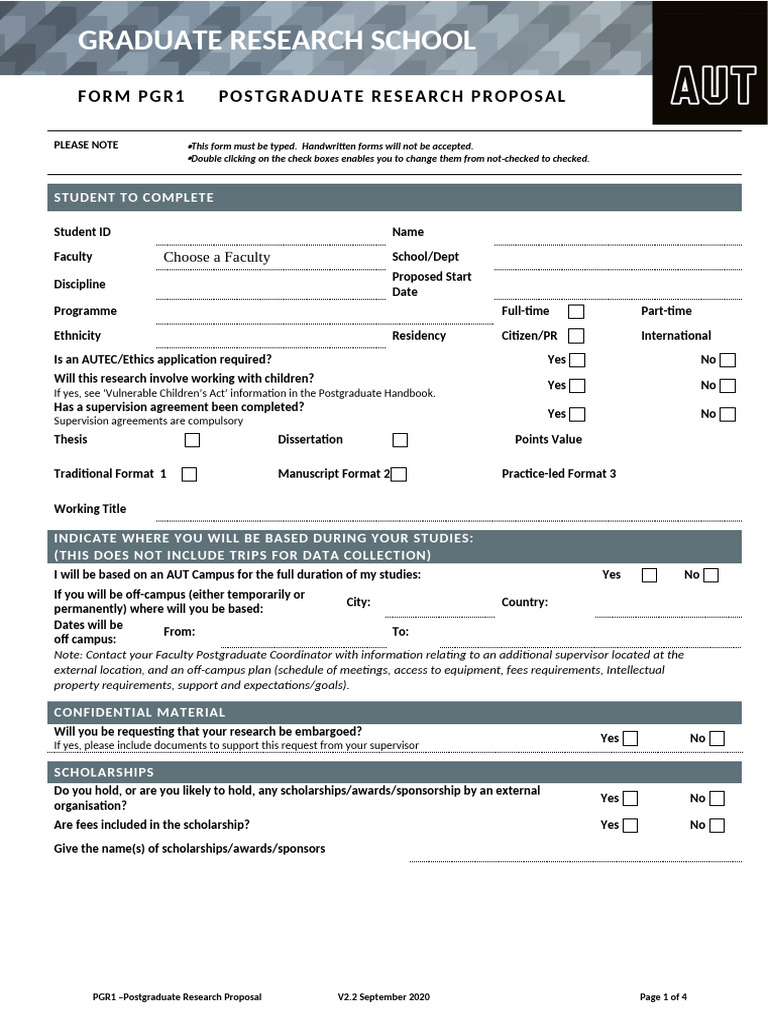 Form PGR1 PG Research Proposal V2.2 September 2020 | PDF | Thesis ...