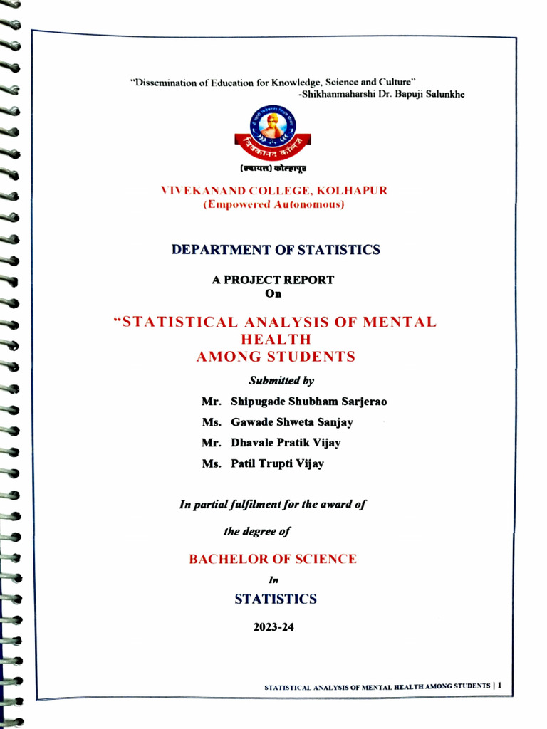 statistical analysis of mental health among students (2023-24) | PDF