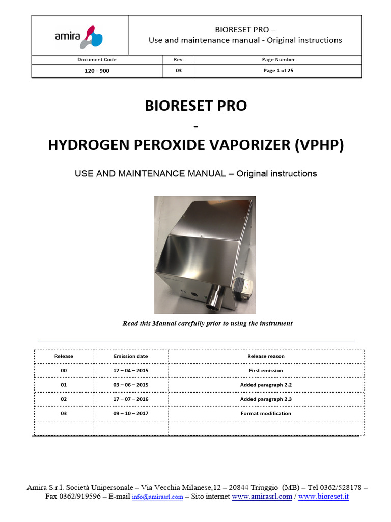 1-Use and Maintenance Manual BIORESET PRO | PDF | Electrical Connector ...