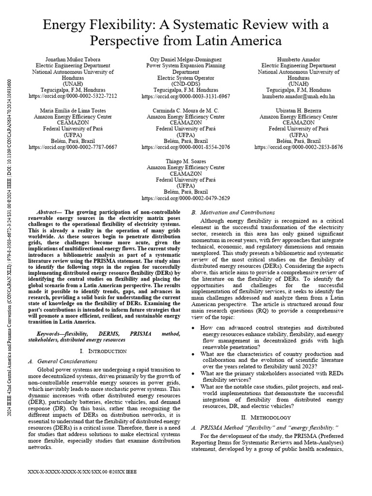 Energy Flexibility A Systematic Review With A Perspective From Latin ...