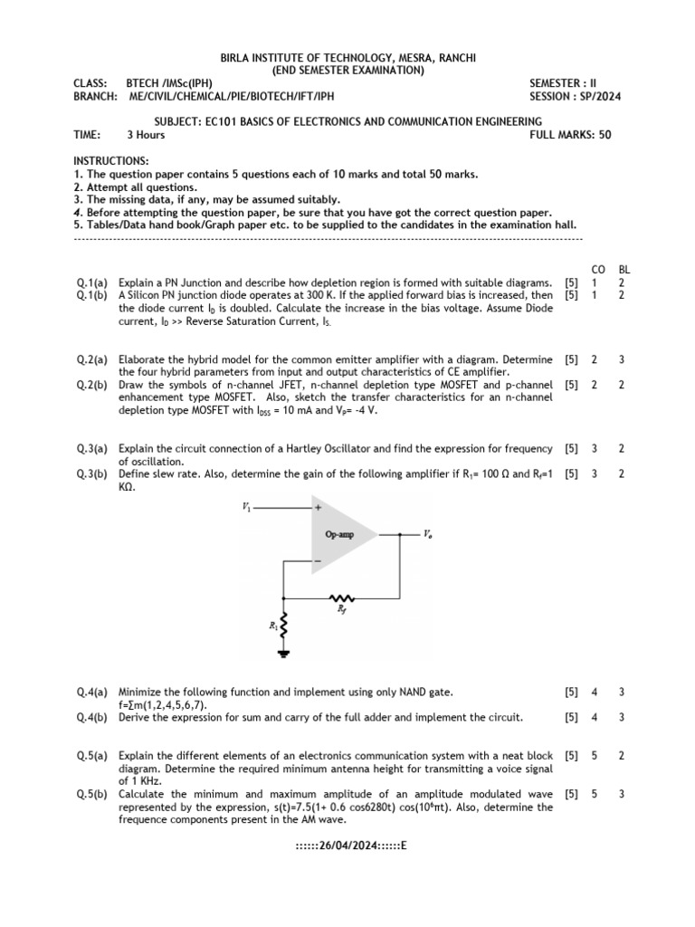 Ec101 Basics of Electronics and Communication Engineering(1) | PDF ...