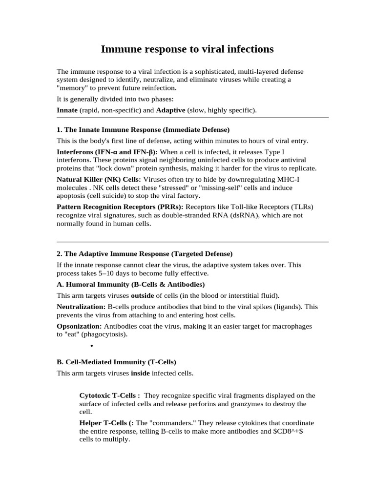 Immune Response To Viral Infections | PDF | Immune System | Innate ...
