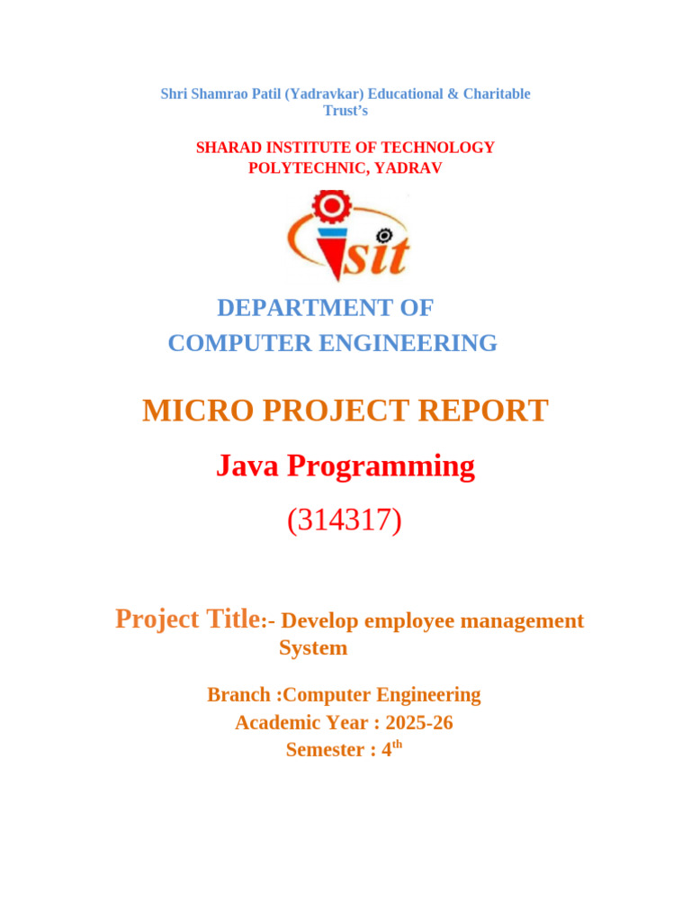 Micro Project Report: Java Programming | PDF | String (Computer Science ...
