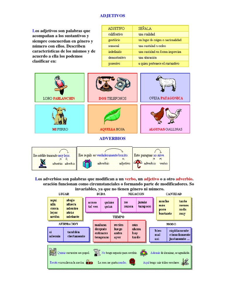 Example Adjetivos Y Advervios Most Complete Sado