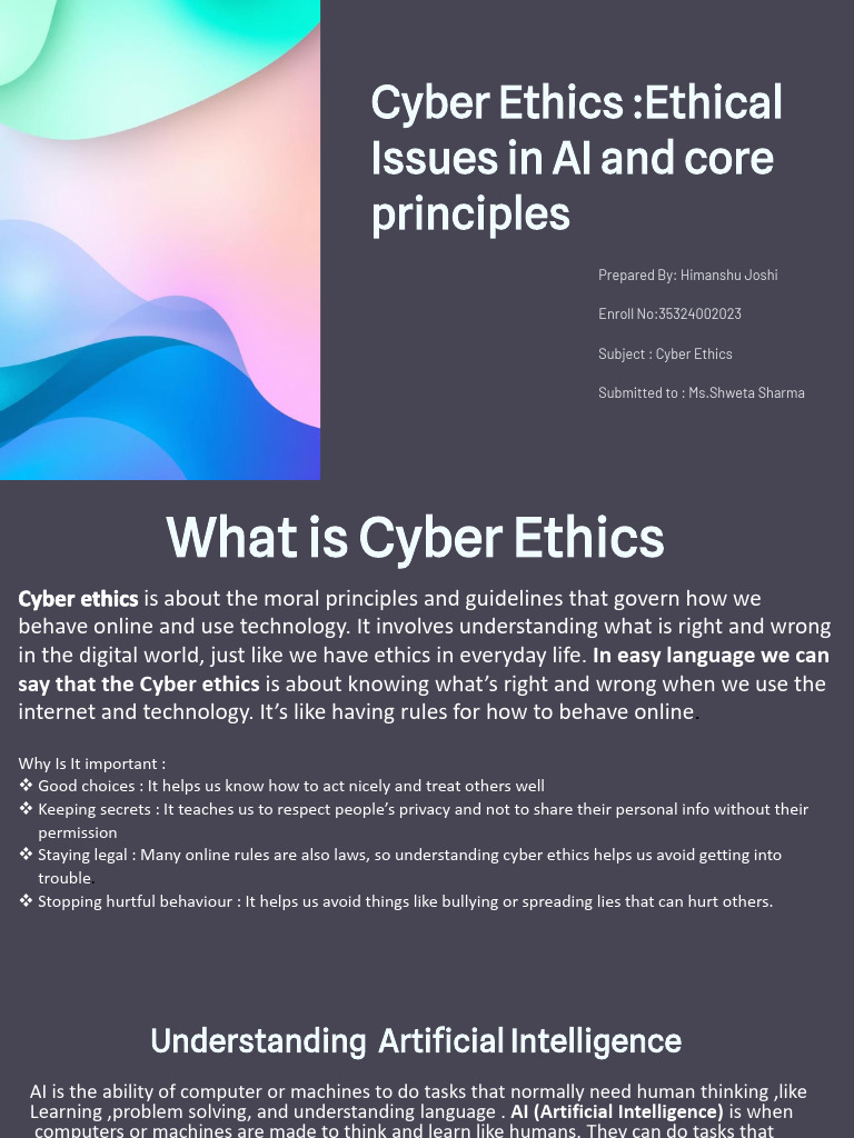 Cyber Ethics PPT by Himanshu Joshi | PDF | Artificial Intelligence ...