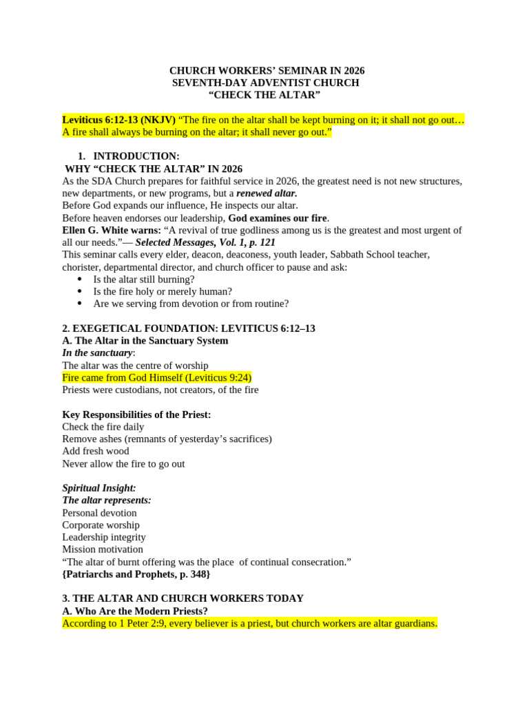 Responsibilities of Church Workers | PDF | Seventh Day Adventist Church ...