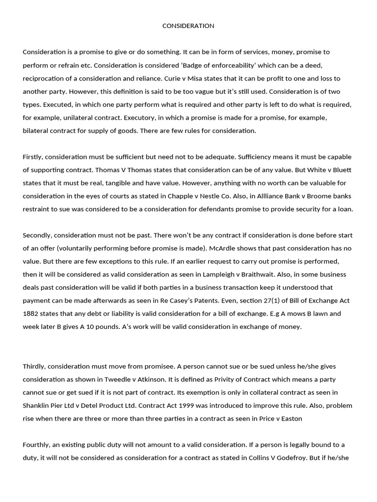 Consideration Final | PDF | Consideration | Estoppel