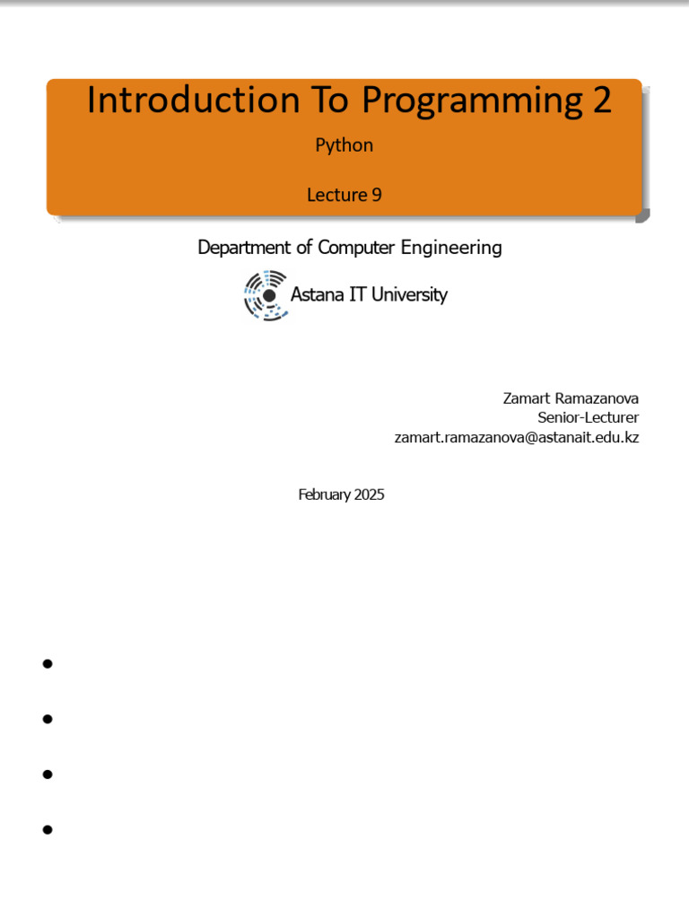 Introduction To Programming 2 - Python - Week 9 | PDF | Regular ...