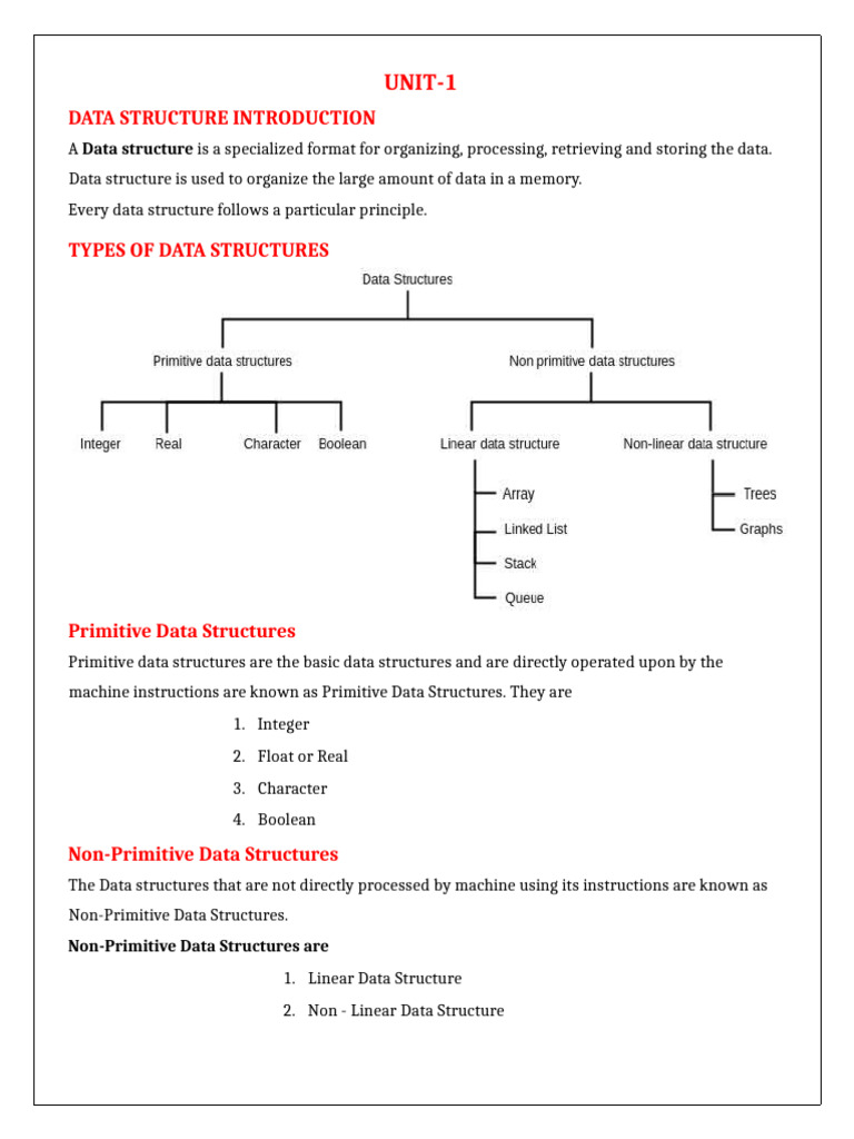 Data Structures Unit - I Notes | PDF | Pointer (Computer Programming ...