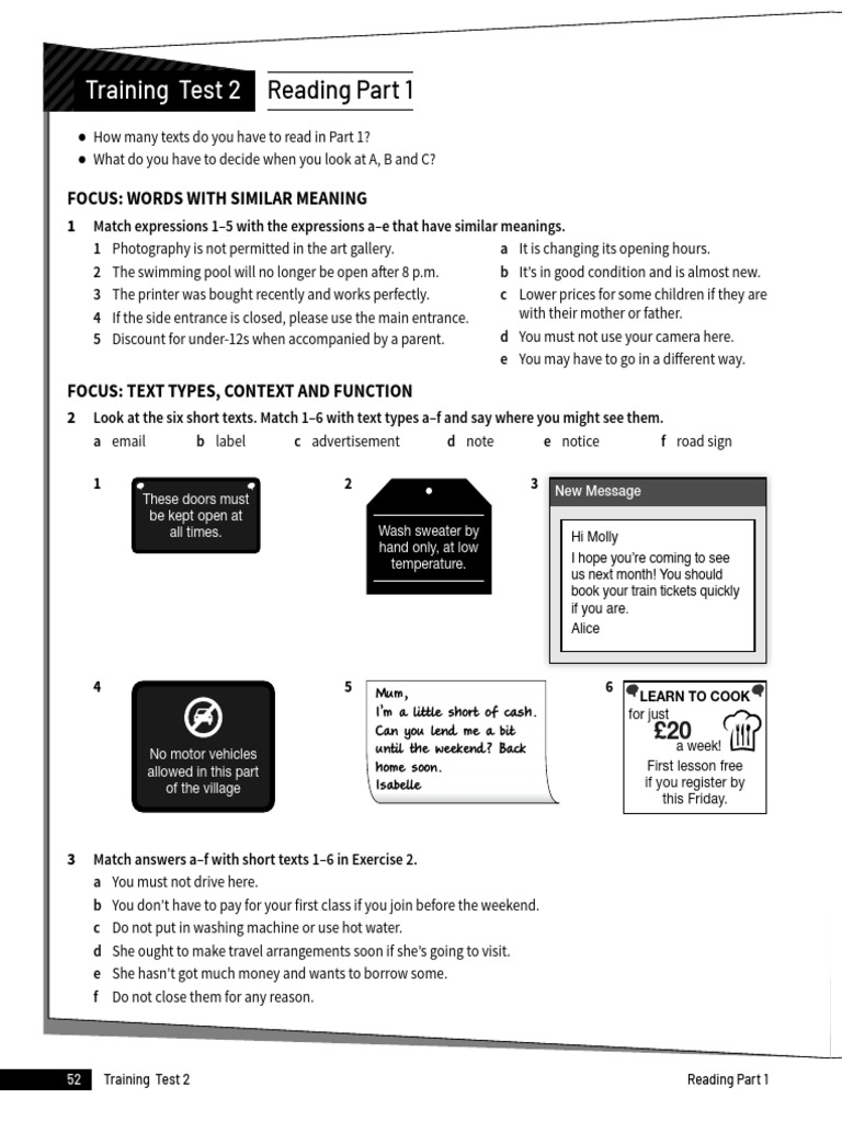 Training Test 2: Reading Part 1 | PDF | Question | Linguistics