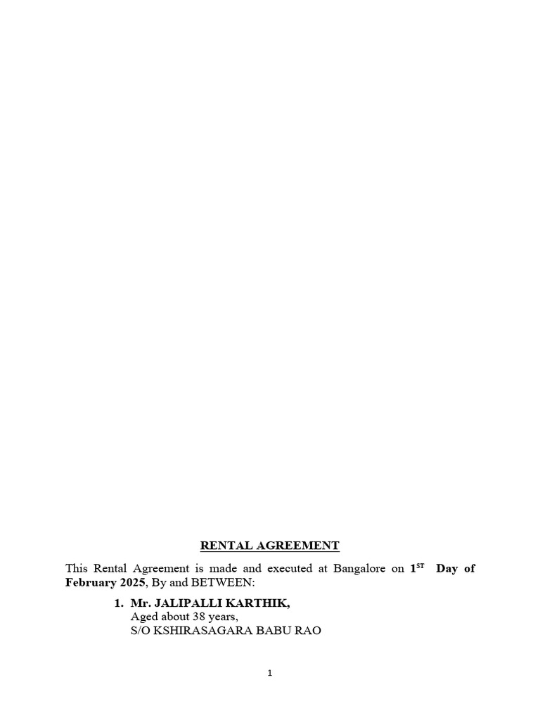 01 - Rental Agreement - HSR-004 PDF | PDF | Lease | Land Law