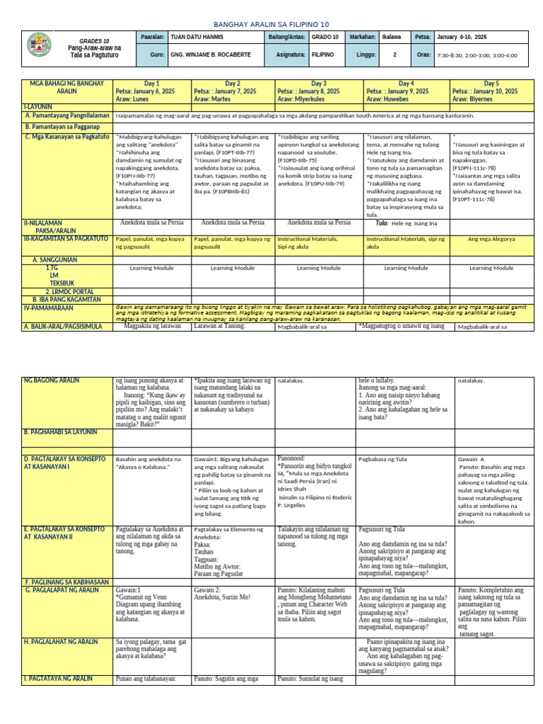 DLL Week 2 3rd Quarter | PDF
