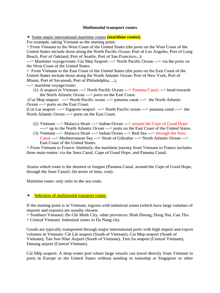 Multimodal Transport Routes - 1 | PDF | Port | Shipping