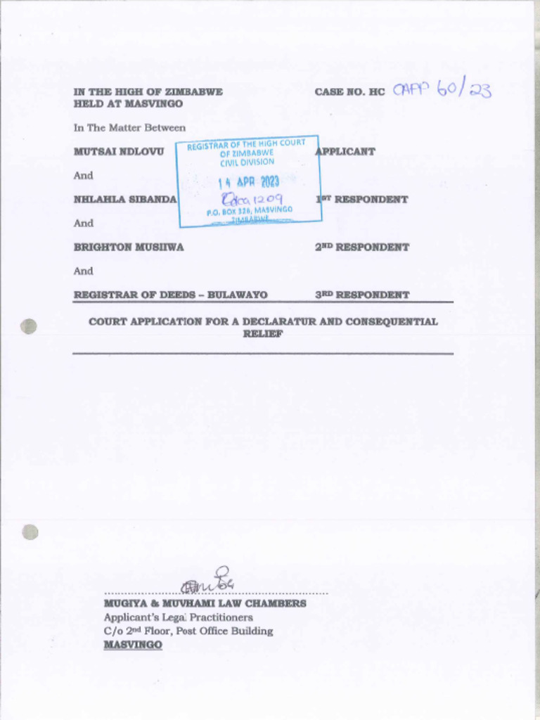 Court Application For Declaration and Consequential Relief 21.08.2023 ...