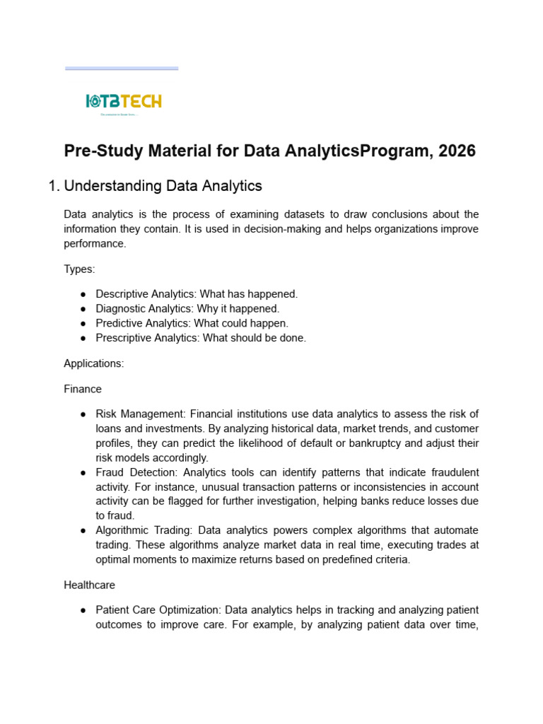 Pre-Study Material For Data Analytics | PDF | Mode (Statistics) | Analytics