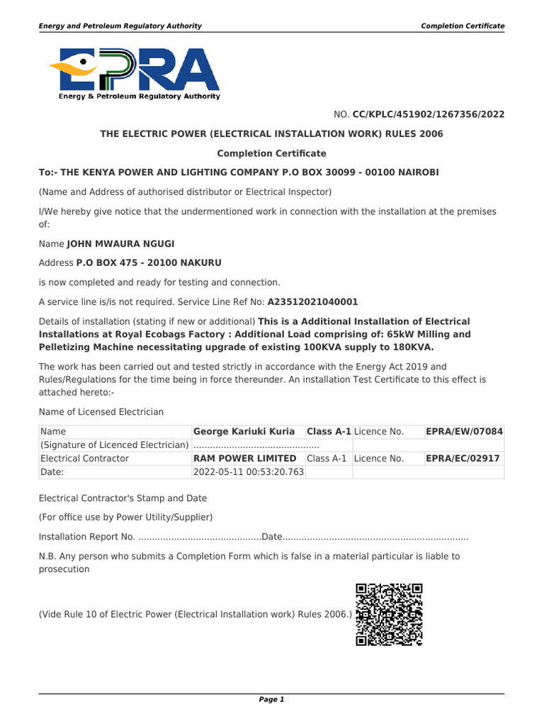 Completion Certificate 451902 | PDF | Electrical Resistance And ...