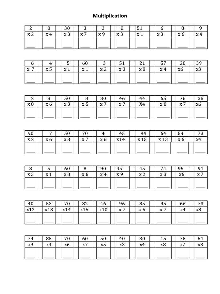 Multiplication Worksheet | PDF
