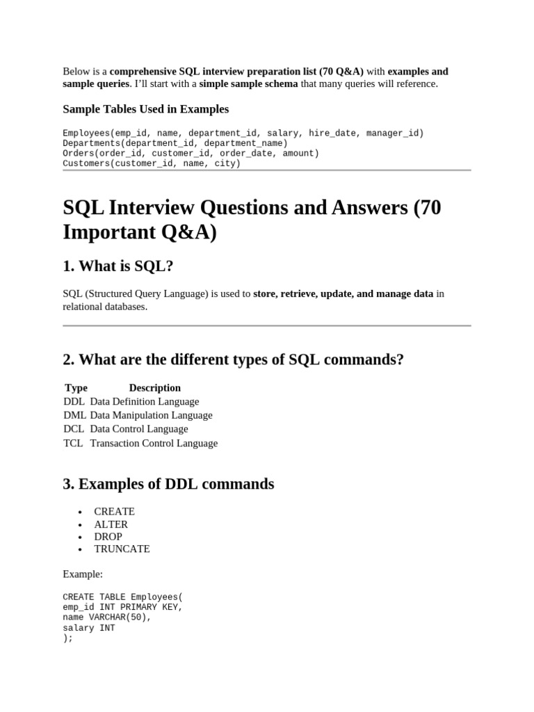 SQL Interview Preparation List | PDF | Database Index | Information ...