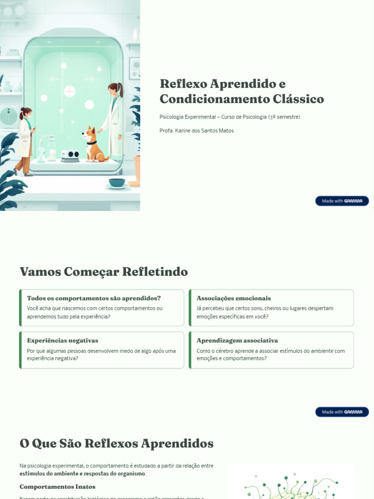 Reflexo Aprendido e Condicionamento Classico | PDF | Emoções | Neurociência