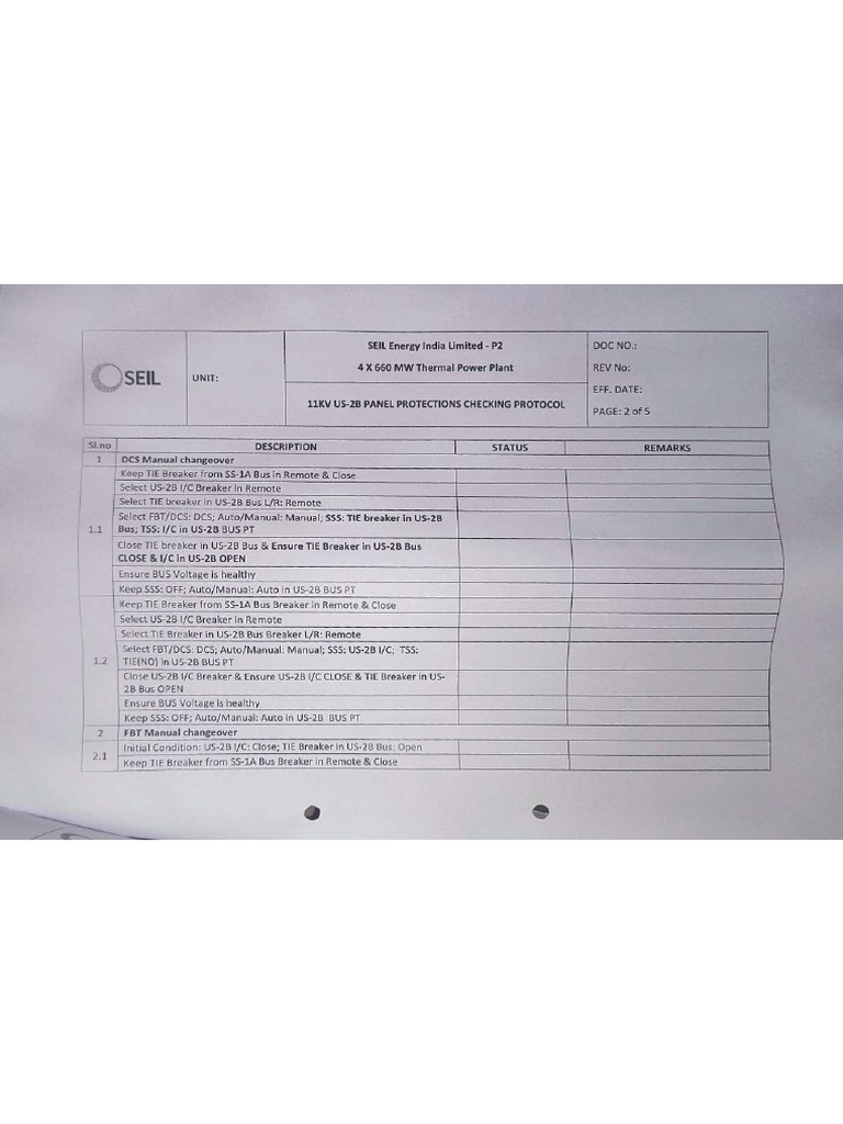 Auto Changeover Scheme Checklist | PDF