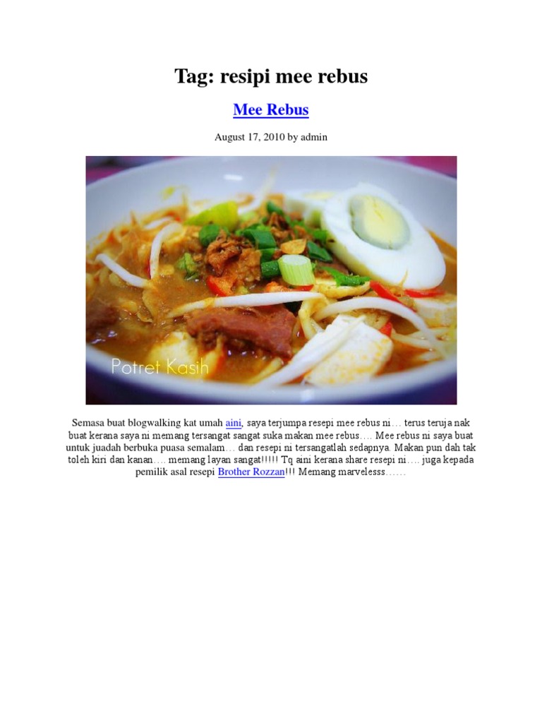 Resepi Mee Rebus