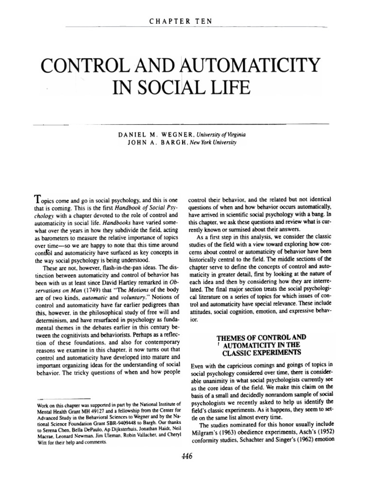 Wegner Bargh 1998 Control and Automaticity | PDF | Conformity | Psychology