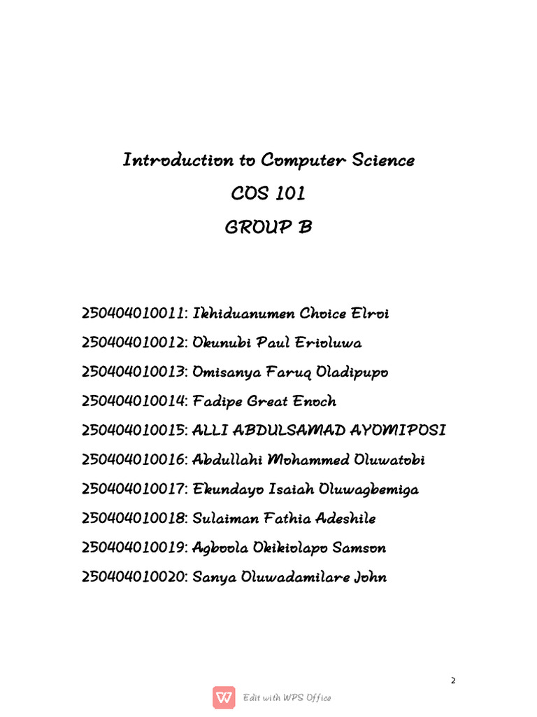 Cos 101 | PDF
