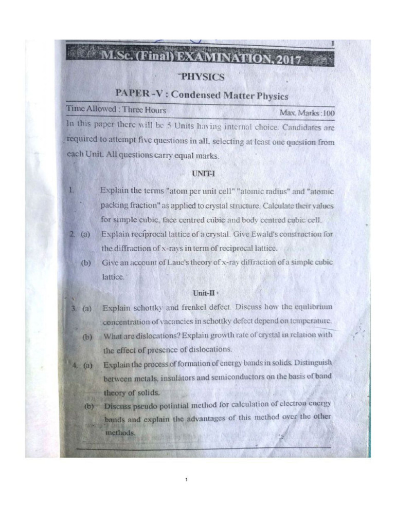MSC Final Physics 5 Year | PDF