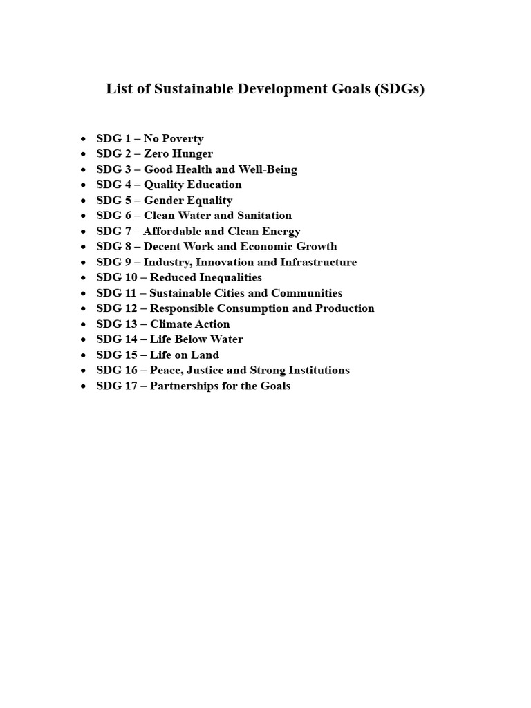 List of Sustainable Development Goals | PDF