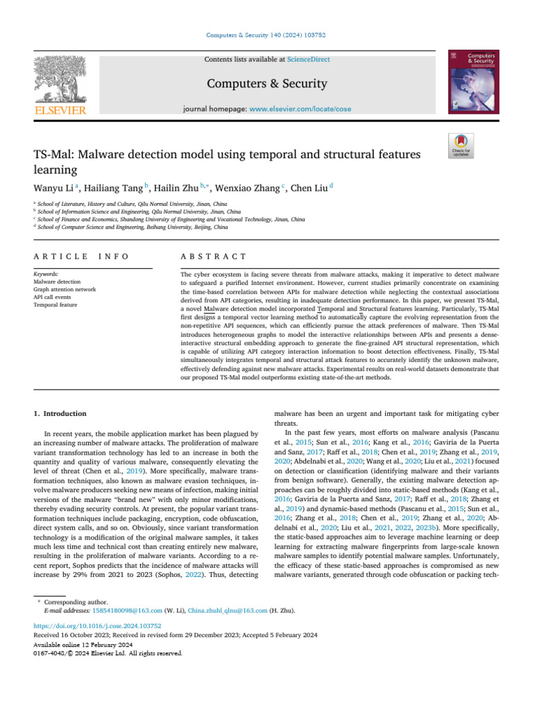 TS-Mal Malware Detection Model Using Temporal and Structural Features ...